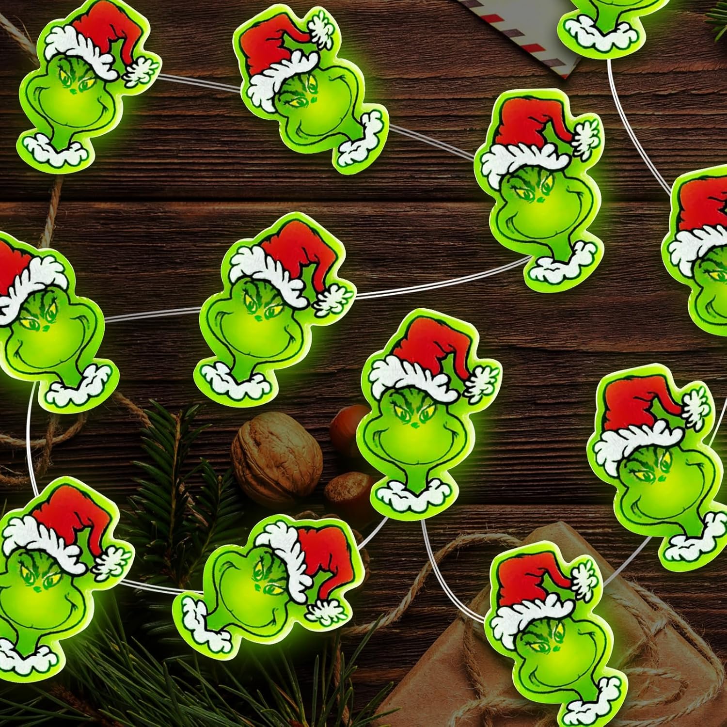 Luzes LED Verdes do Grinch – 40 Peças