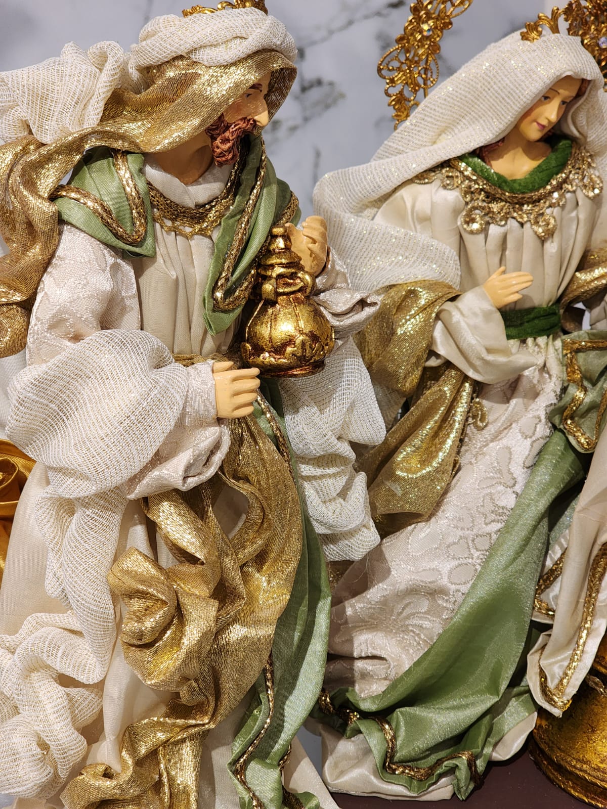 PRESÉPIO DE LUXO SACRA VERDE 28CM 4 PÇS