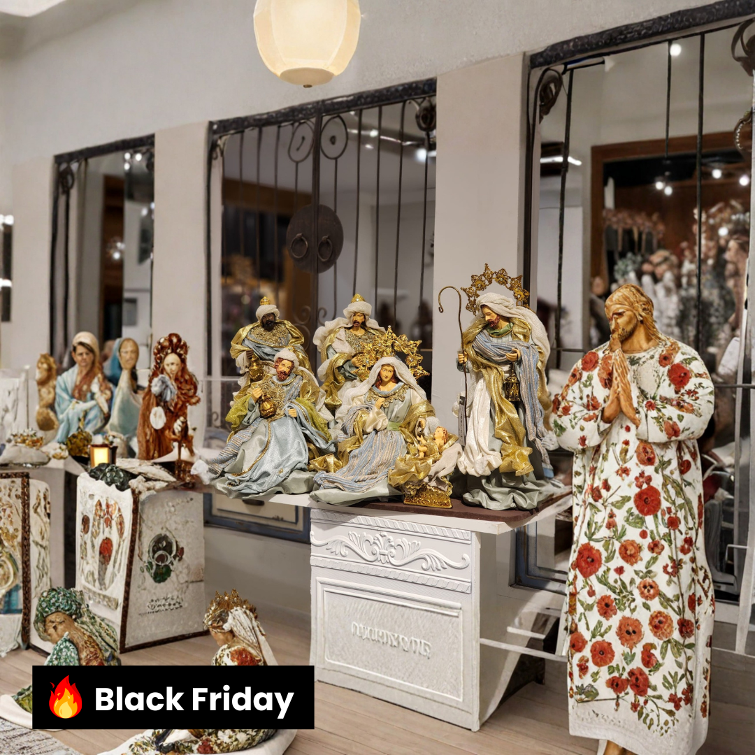 PRESÉPIO DE LUXO SACRA AZUL 28CM 4 PÇS