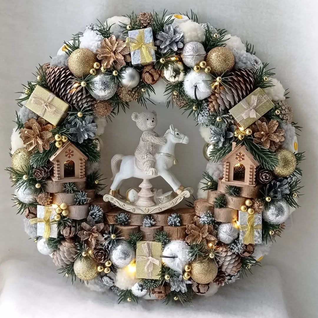 Guirlanda Natal Lux Branca e Dourada