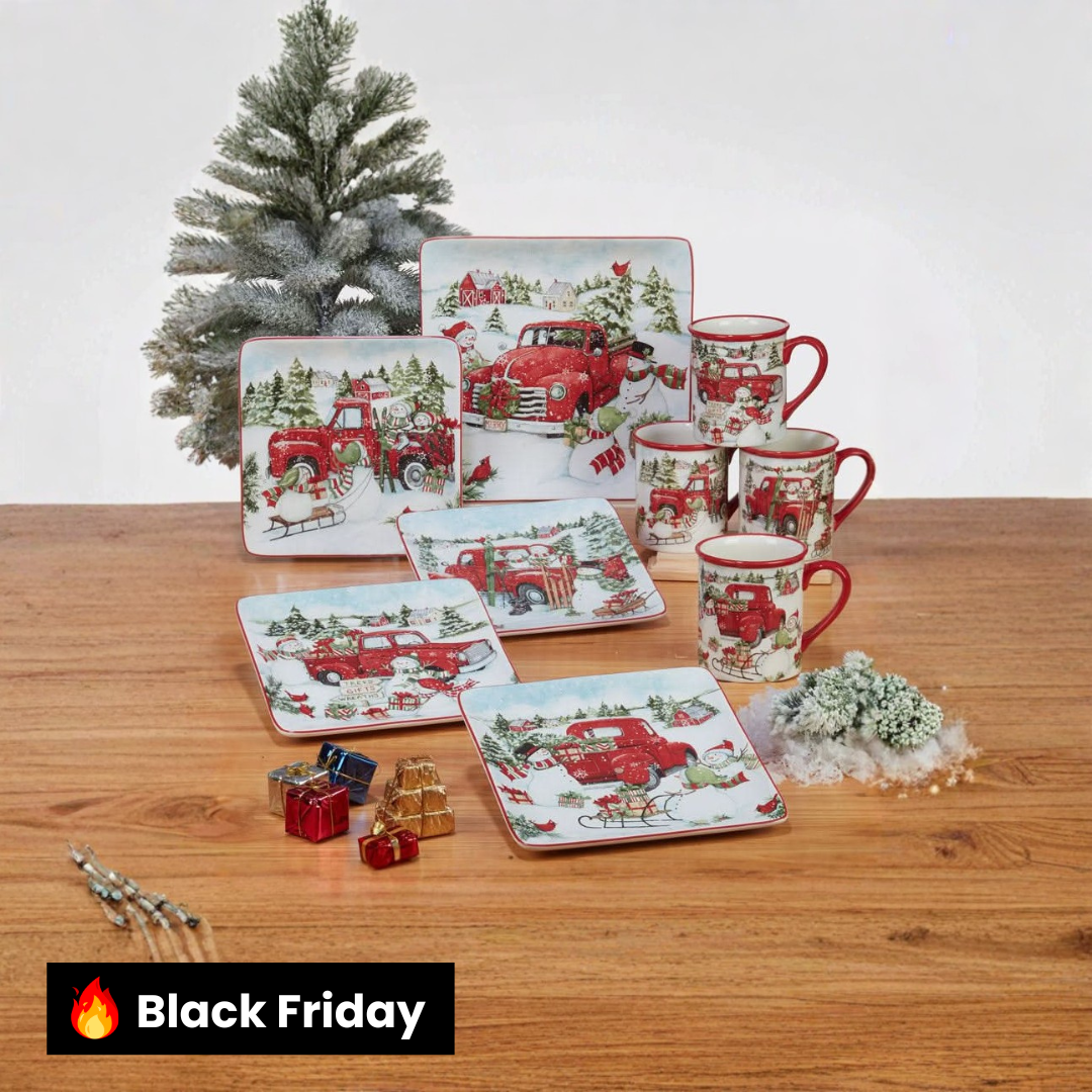 Kit Louças Porcelana Natalina – 16 Peças