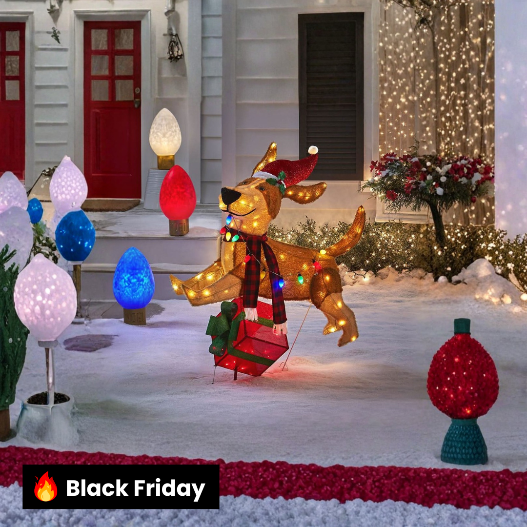 Cachorrinho de Natal Alegre e Saltitante com 144 LEDs Coloridos